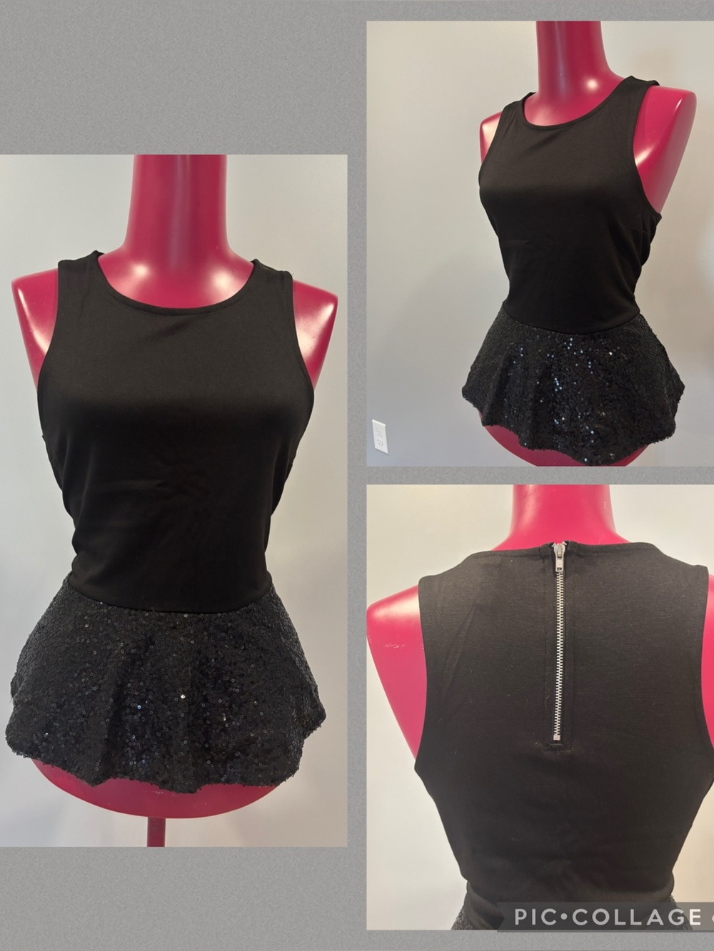 Black Sleeveless Peplum Top H&M Divided
